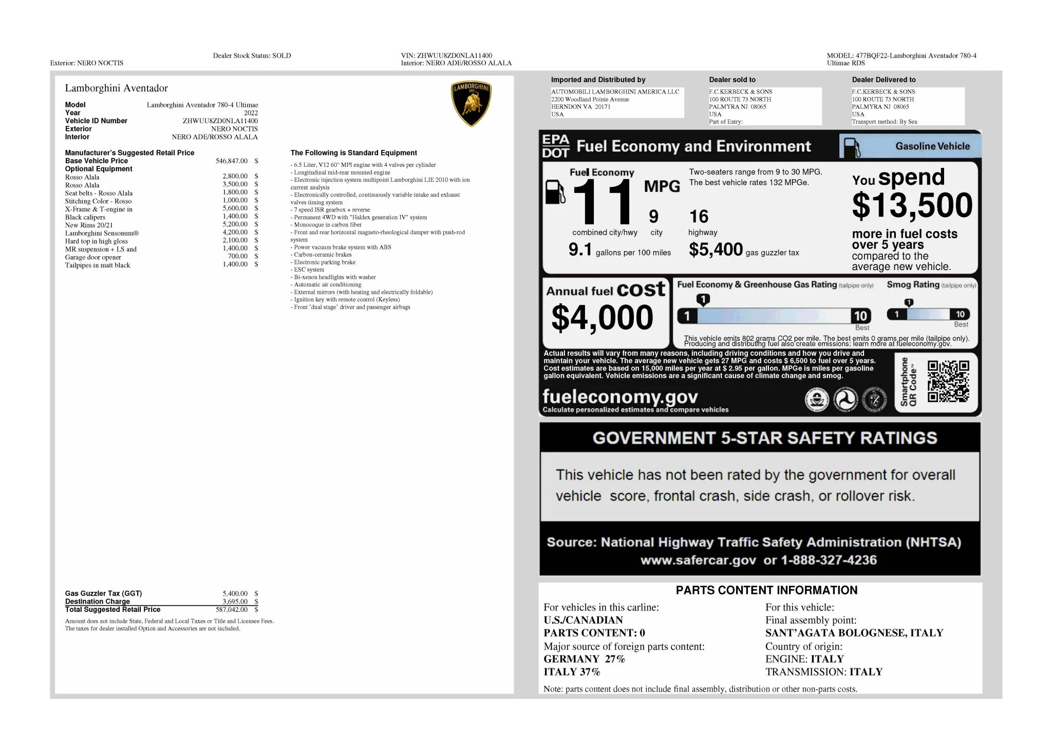 2022AventadorLP780-4 Ultimae Roadster