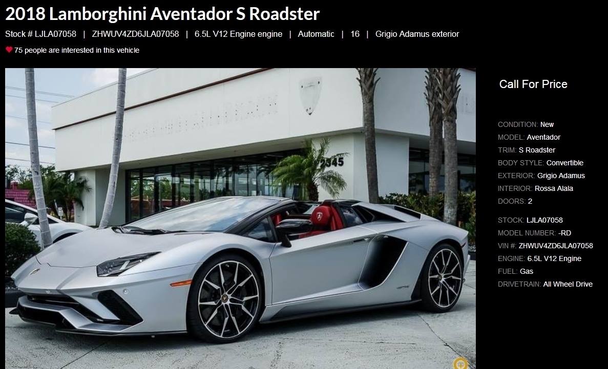 2018AventadorLP740-4 S Roadster