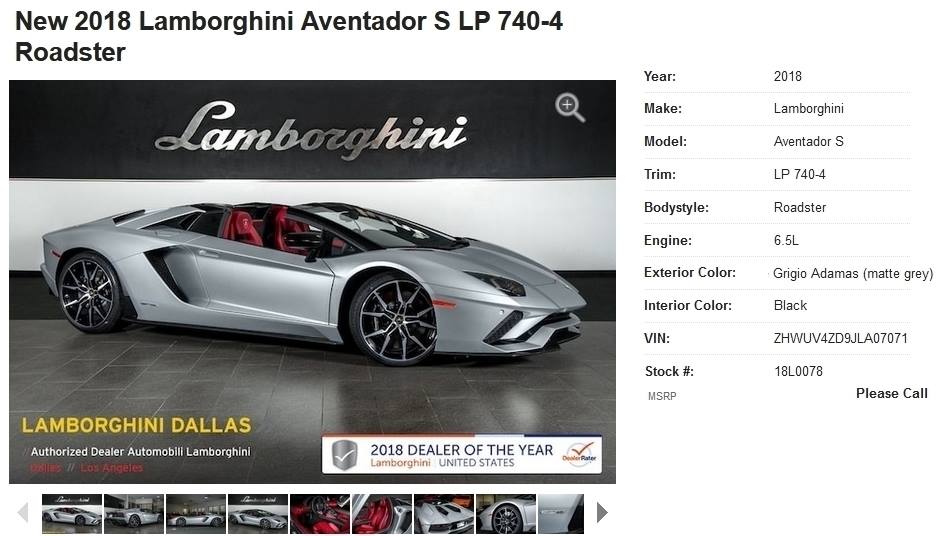 2018AventadorLP740-4 S Roadster